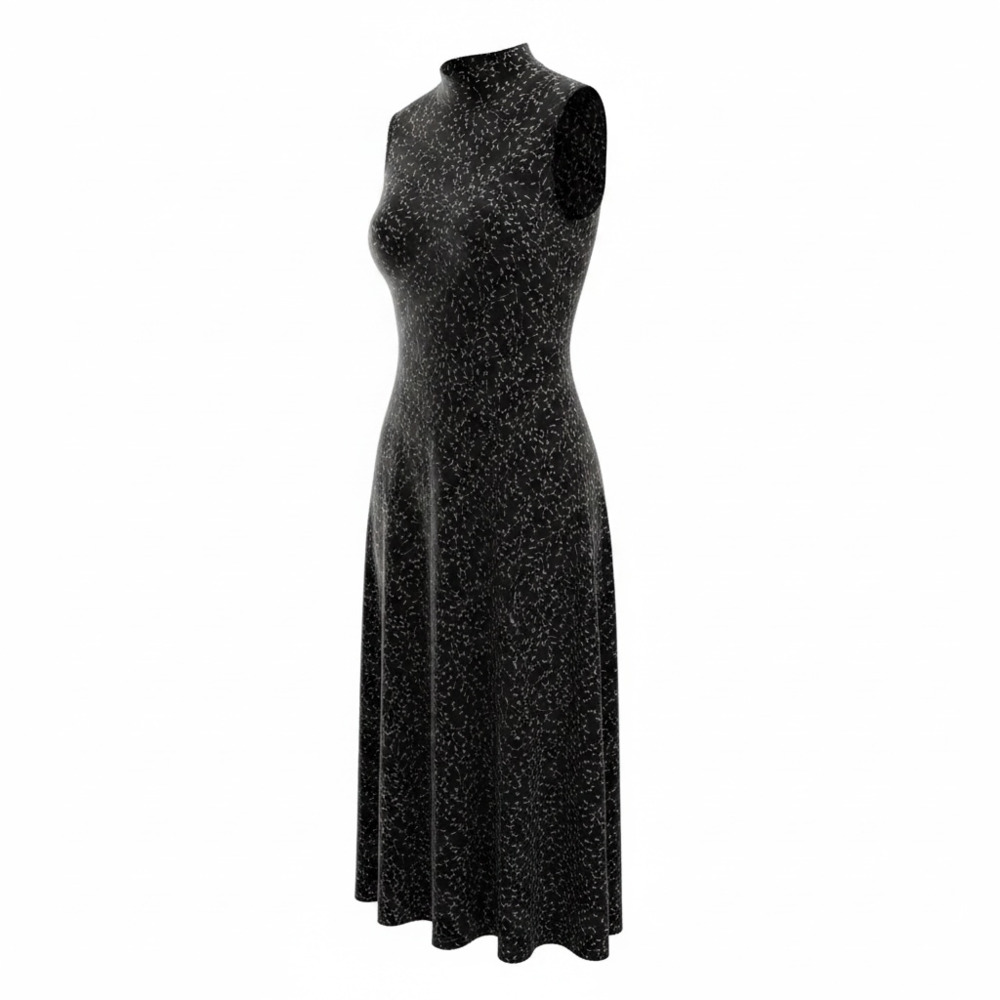 Ronni Nicole by Ouida VTG Mock Neck Leaf Print Midi Dress Whimsigoth 10